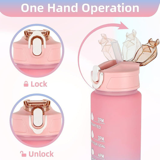 Gradient Motivational Water Bottle Set BPA-Free Leakproof