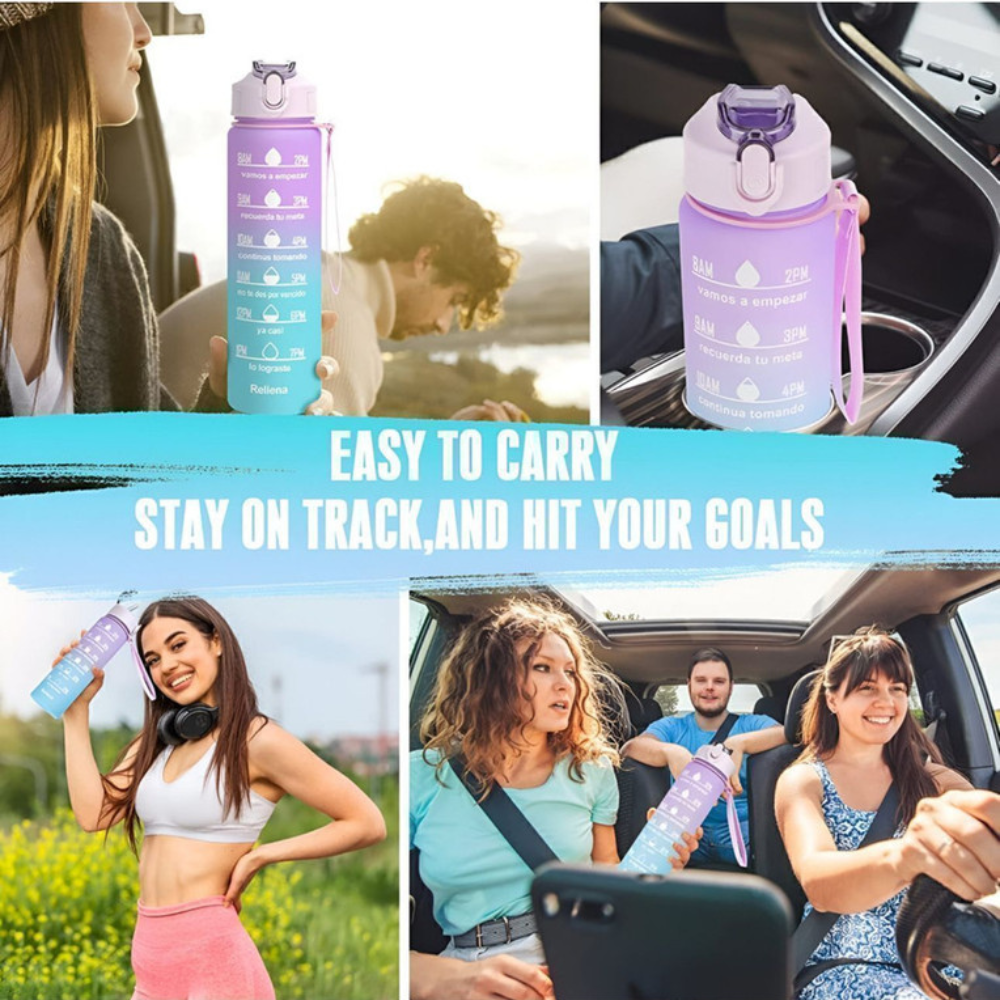 Motivational Gradient Water Bottle Set of 3 Leakproof