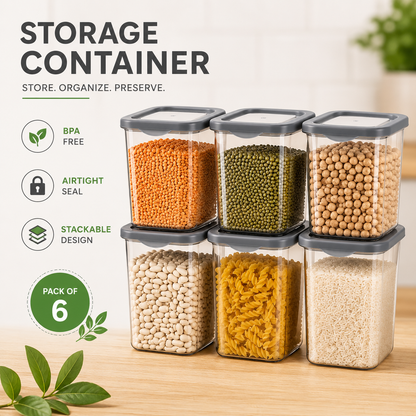 Airtight Kitchen Storage Container Set Pack of 6