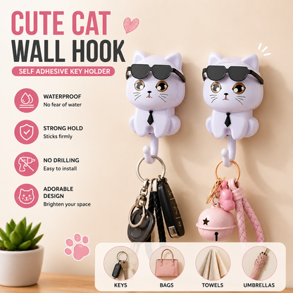 Cute Cat Wall Hook Self Adhesive Key Holder