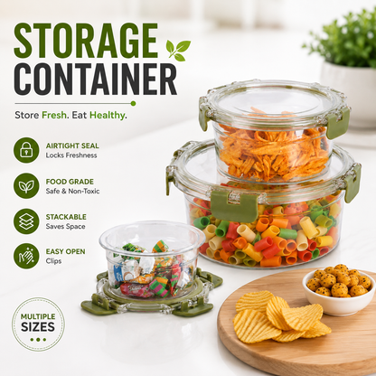 Round Airtight Food Storage Containers Leakproof Kitchen Set