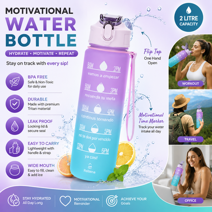 Motivational Gradient Water Bottle Set of 3 Leakproof
