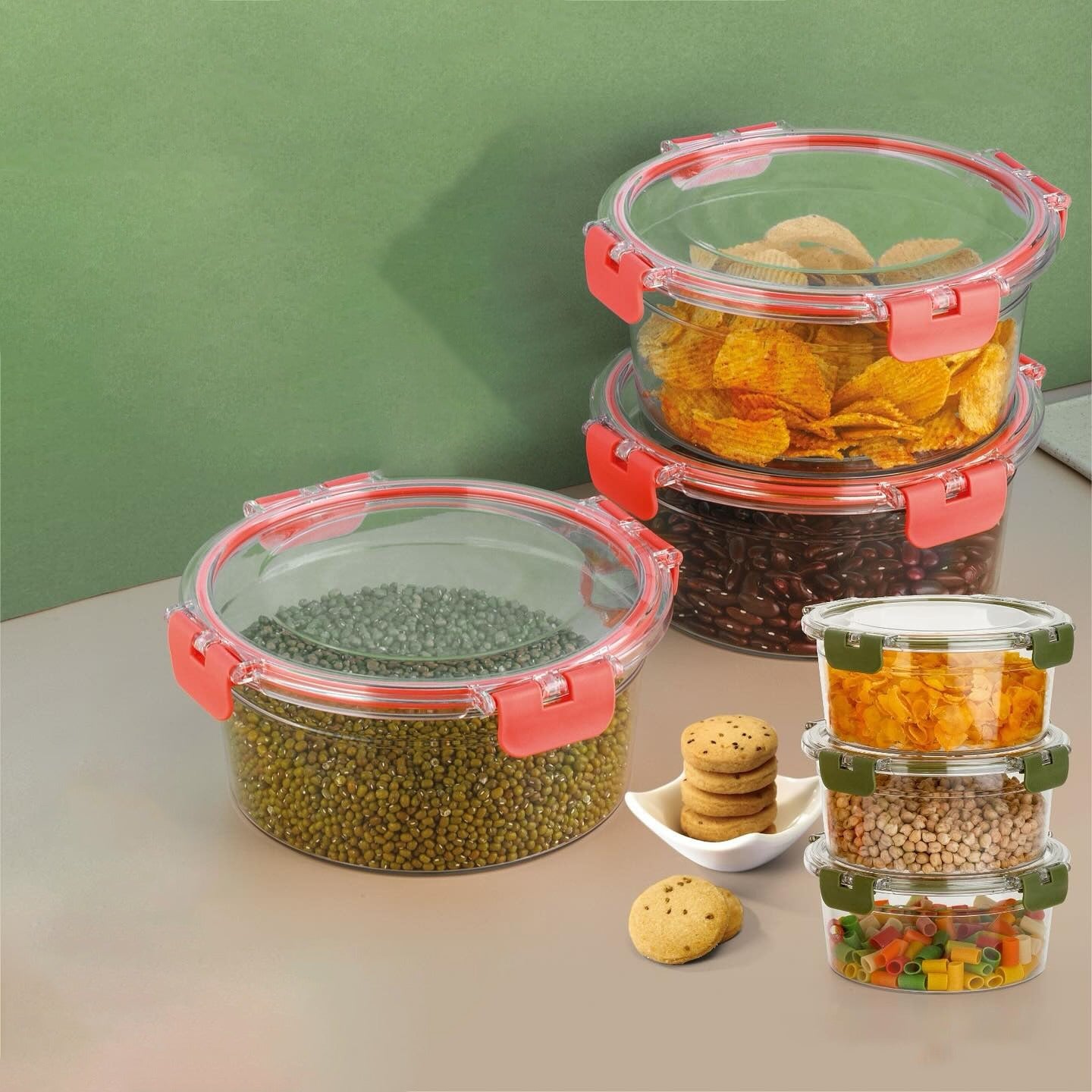 Round Airtight Food Storage Containers Leakproof Kitchen Set