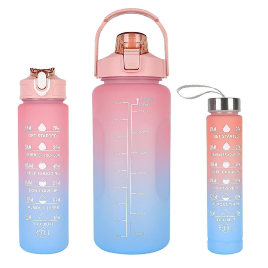 Gradient Motivational Water Bottle Set BPA-Free Leakproof