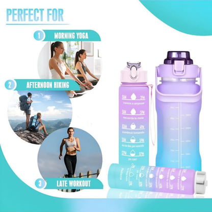 Motivational Gradient Water Bottle Set of 3 Leakproof