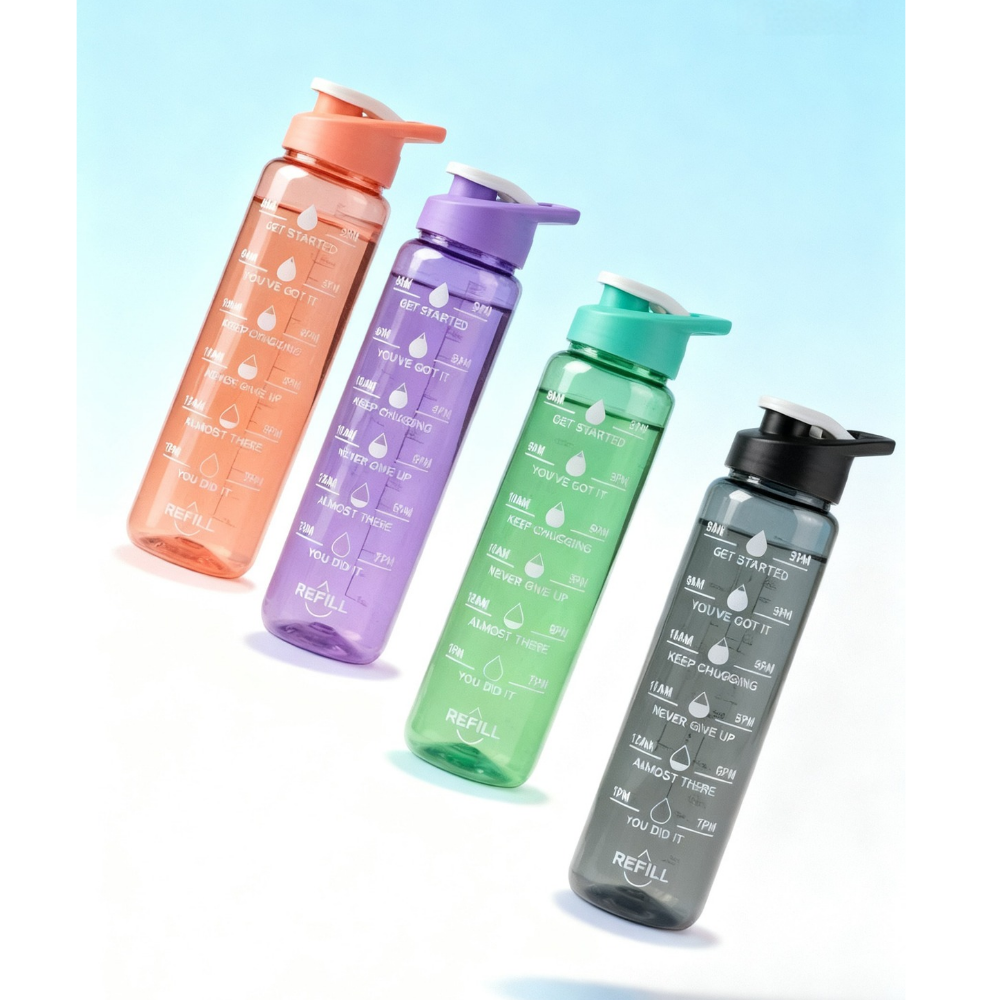 Motivational Time Marker Water Bottle Leakproof BPA-Free (Set of 2)