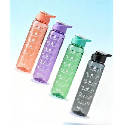Motivational Time Marker Water Bottle Leakproof BPA-Free (Set of 2)