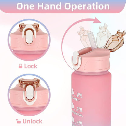 Gradient Motivational Water Bottle Set BPA-Free Leakproof