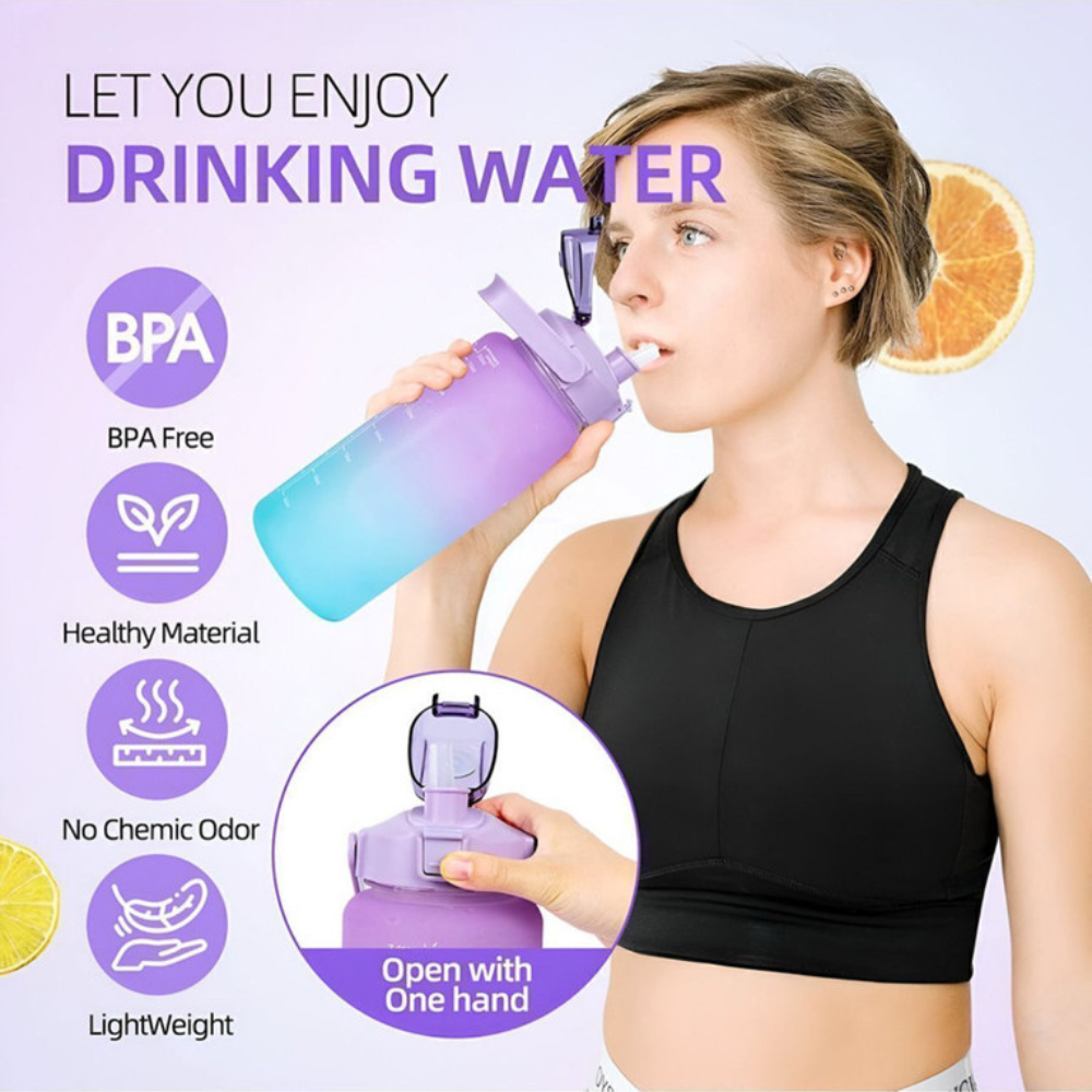 Motivational Gradient Water Bottle Set of 3 Leakproof