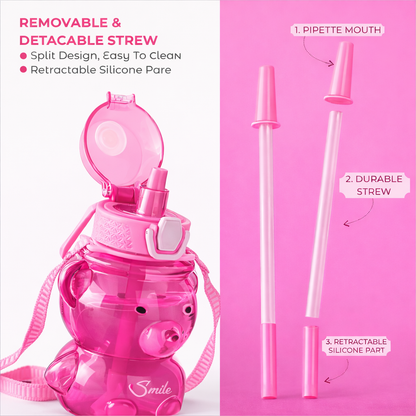 Cute Teddy Bear Water Bottle Kids Leakproof Sipper