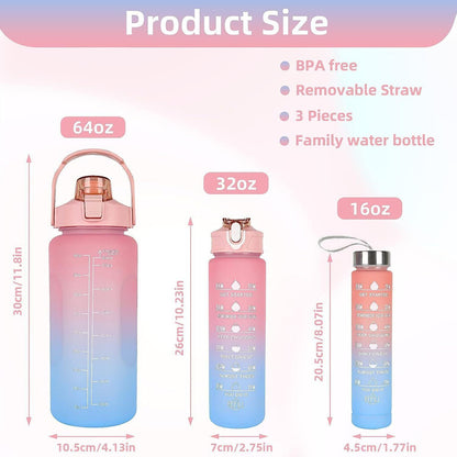 Gradient Motivational Water Bottle Set BPA-Free Leakproof